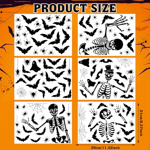 ReliThick Halloween Skeleton Wall Decals with Bat and Spider Variation