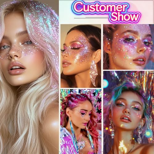 Face Body Glitter Stick - White & Purple Mermaid Sparkle for Festivals & Makeup