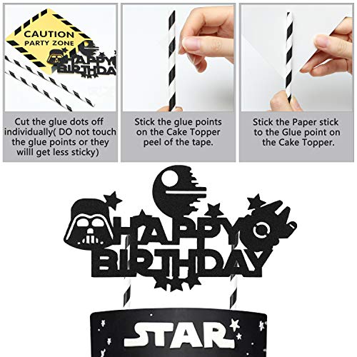 Galaxy Wars Party Favor Set with Balloons, Banners, Cake Topper & Light Sabers