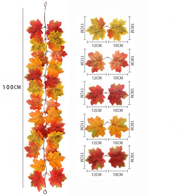 Fall Maple Leaves Garland - 2 Pieces, Autumn Thanksgiving Decor