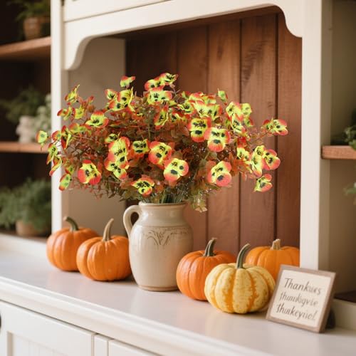 Artificial Fall Flowers for Decoration - 20 Bundles Faux Autumn Mums Outdoor UV-Resistant Plants
