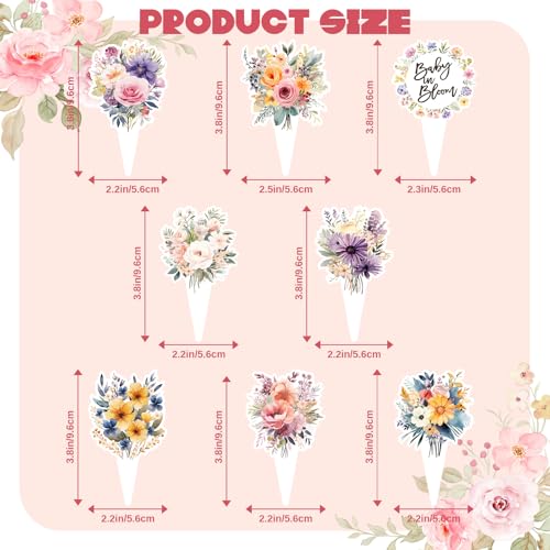 Wildflower Baby in Bloom Floral Cupcake Toppers - 40 Pack, Ready to Use