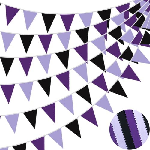 40Ft Fabric Bunting Banner - Black & Purple Halloween Party Decor