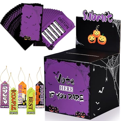 Halloween Costume Contest Ballot Kit - Purple, 51 Pcs Voting Box & Cards