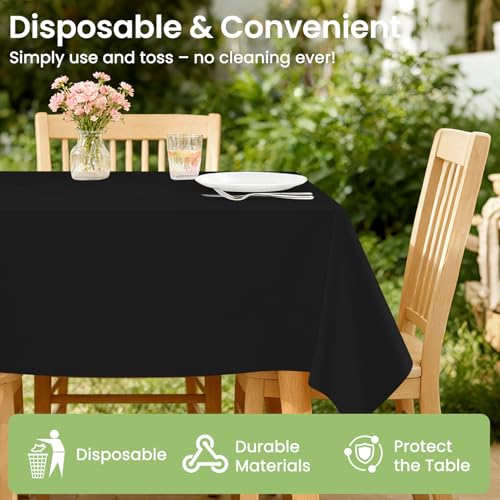 Disposable Plastic Tablecloth 54x108 Inch, Black - 4 Pack for Events