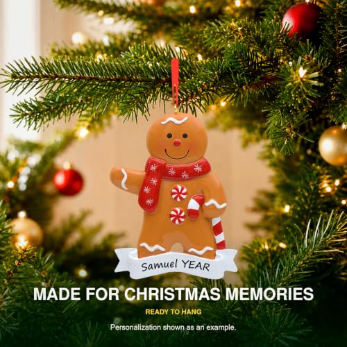 Personalized Gingerbread Boy Christmas Ornament - Custom Name & Year
