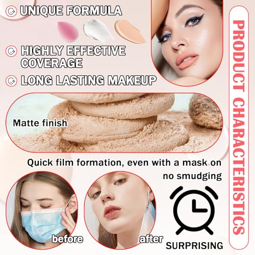 Color Changing Liquid Foundation & Concealer Set with Primer, Powder & Makeup Sponge - Variation A