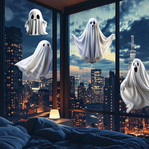 Ghost Window Clings - Vintage Halloween Ghost Stickers for Glass Windows - Variation: Ghost-1
