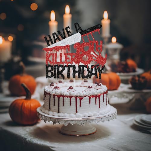 Have a Killer 18th Birthday Cake Topper Halloween Zombie Vampire Glitter - Variation 18