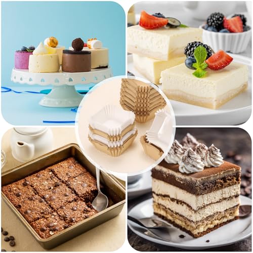 Mini Square Paper Cupcake Liners - White, 100pcs, Disposable Baking Cups for Desserts & Parties