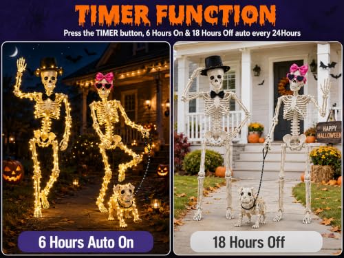 Lighted Halloween Skeleton Family Set - 36 Inch Spooky Yard Decor with Dog & Accessories