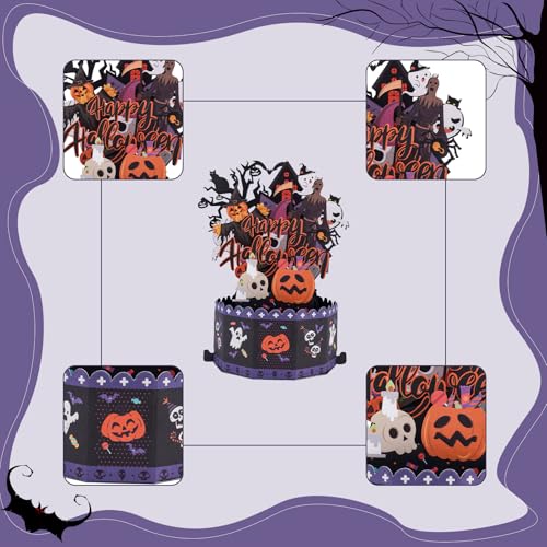 Halloween 3D Pop-Up Greeting Card with Envelopes - Ghosts Pumpkins Fun Holiday Decoration