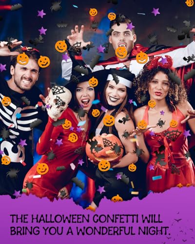 Halloween Confetti Glitter Set - 5000 Pieces with Bats, Pumpkins & Webs - Halloween Decorations & Party Supplies - Variation: Halloween