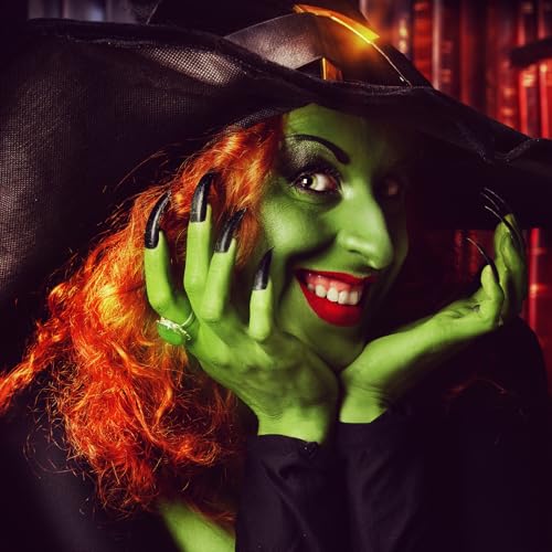 Halloween Witch SFX Makeup Kit - Green Face Paint, Scar Wax & Costume Accessories