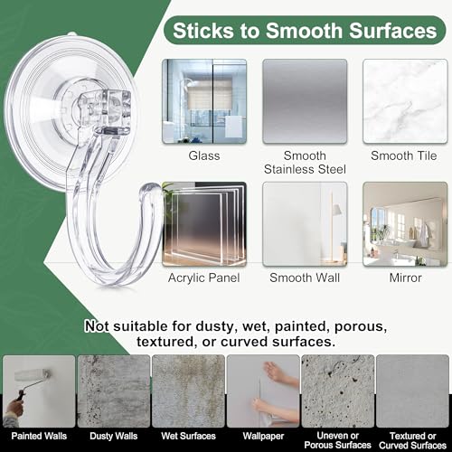 Clear Wreath Hangers for Front Door - 6 Pack Large Suction Hooks