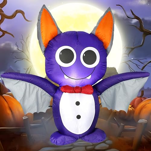 3.9FT Purple Bat Inflatable Halloween Decor with LED Lights Indoor Outdoor Yard
