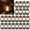 Mini Cowboy Hat Lanterns Set - Rustic LED Candle Decor for Weddings & Parties