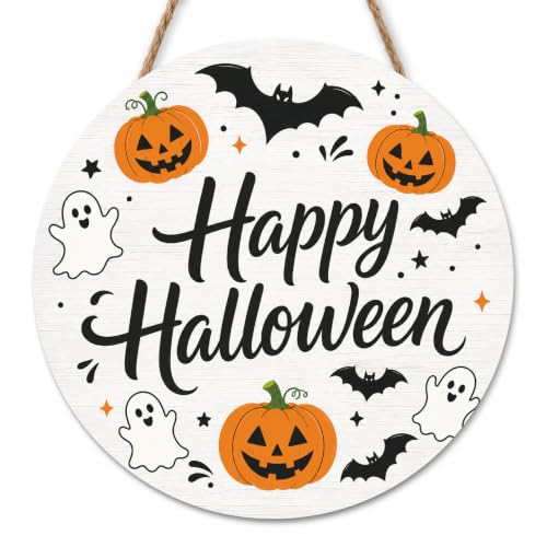 Cute Ghost Halloween Sign - Happy Halloween Door Wall Decor - Boo Variation