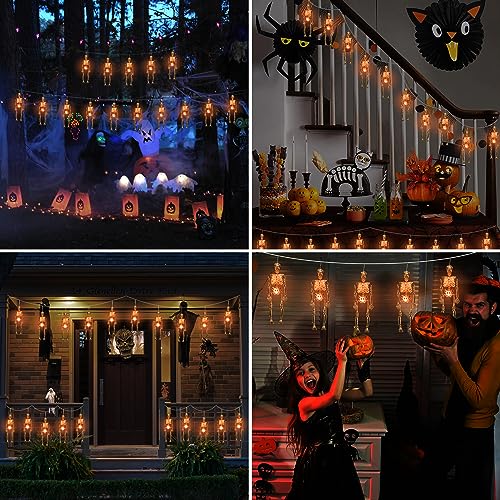 Halloween Skeleton Skull Lighted Decor 2 Pack with LEDs Waterproof Indoor Outdoor
