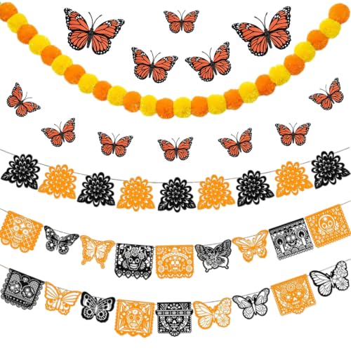 Day of The Dead Decorations Altar Kit - Orange & Black Mexican Fiesta Decor