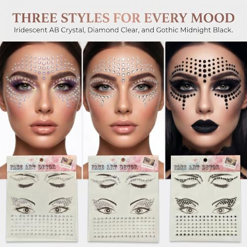Eye Liner Crystal Face Gems 3-Pack - Festival Costume Accessories NO1
