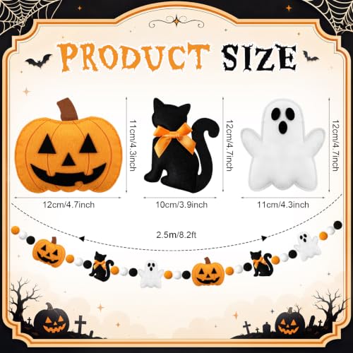Halloween Felt Banner with Pumpkins Ghosts Black Cats - Ghosts Variation