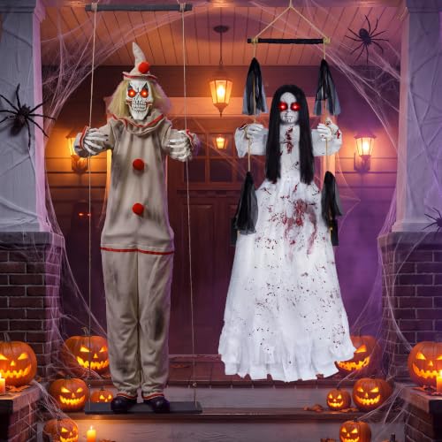 Girl 4.5 FT Hanging Halloween Swinging Ghost Prop with Sound & Lights