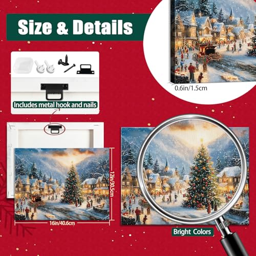 Festive Santa Christmas Canvas Wall Art - Framed Holiday Decor, 12x16 Inches - Xmas 06