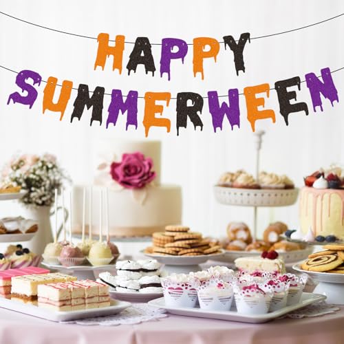 Summerween Banner Set - Glitter Happy Summerween Party Decorations