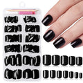 LuckForever Extra Short Black Square Press On Nails - Fake Nails Glue Ons