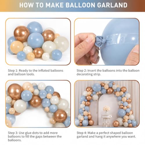 Fall Balloon Arch Kit - Burnt Orange Dusty Blue Gold Variation for Thanksgiving & Autumn Decor