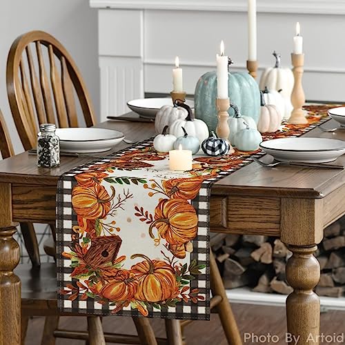 13x108 Inch Fall Table Runner - Black Polyester Home Decor for Party & Dining