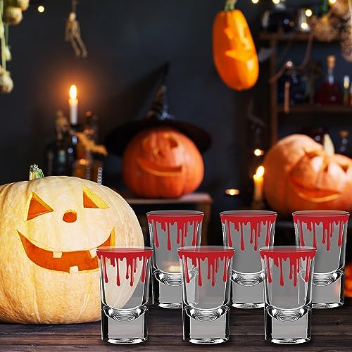 Halloween Blood Splattered Shot Glasses 6-Pack - 1.7oz Horror Party Drinkware