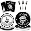 Bride or Die Bachelorette Party Plates & Napkins Set - Serves 24, Halloween & Bridal Shower Decor
