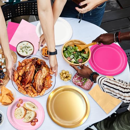 Pink & Orange Party Plates and Napkins Set - Serves 20, 60pcs Sunset Tropical Tableware for Birthday & Celebration - Pack of 2