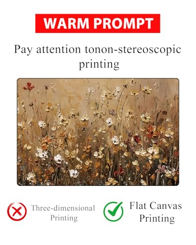Wildflower Meadow Canvas Wall Art - Vintage Botanical Print, 24x36inch, Yellow Flowerbeds Variation