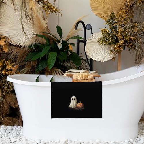 Halloween Ghost Kitchen Towels - Vintage Fall Ghost Hand Towels for Bathroom & Kitchen, 16x24 Inch, Ghost Pumpkin Variation