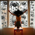 Halloween Window Clings - 8 Sheets Large Black Spider Web Decals for Home & Party Decorations