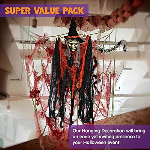 Halloween Hanging Ghosts Set - 3 Animated Outdoor Decorations for Porch Yard Garden