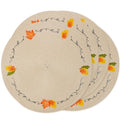 Fall Leaf Embroidered Round Placemats Set of 4 - Yellow & Beige Autumn Decor