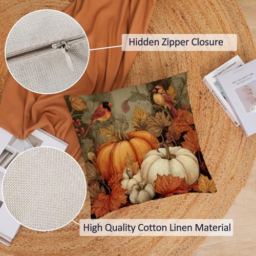 14x14 Fall Pillow Covers Set of 4 Farmhouse Thanksgiving Pumpkins Sunflowers Autumn Leaves Gnome Decor - A-fall 32