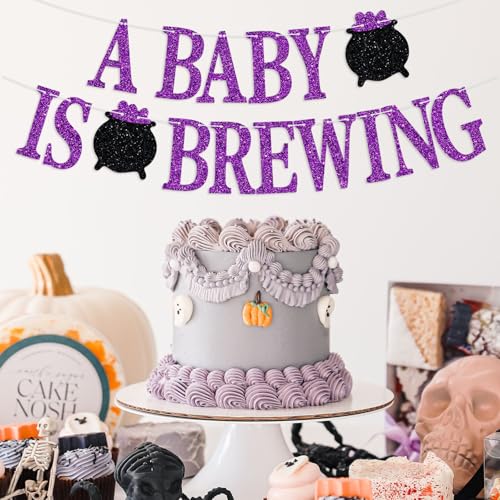 Baby Shower Banner A Baby Is Brewing Halloween Gender Reveal Decorations