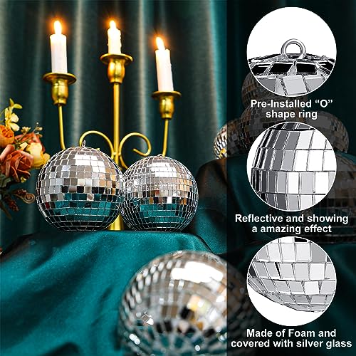 Mini Mirror Disco Balls Decoration Set - Silver 4 Inch, 20 Pieces for Parties & Weddings