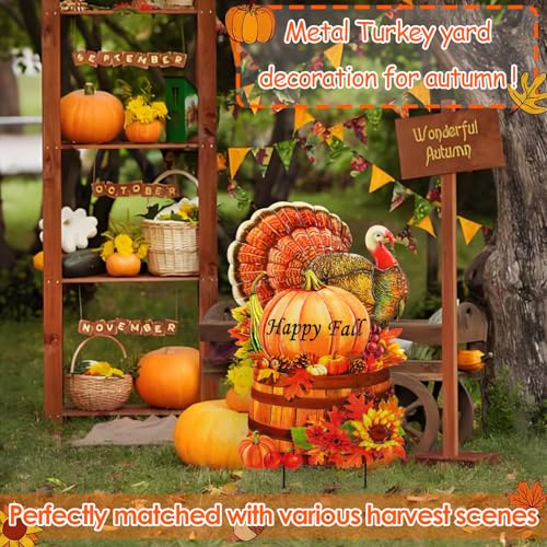Thanksgiving Metal Turkey Garden Stake Decor - Fall Outdoor Yard Decoration - Variation of Turkey