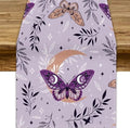Boho Purple Butterfly Table Runner 13x36 Inch Celestial Moon Stars Bohemian Decor