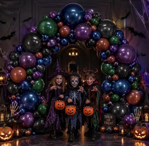 Halloween Balloon Arch Kit - Double Stuffed Dark Green Navy Blue Burgundy Purple Black Party Decorations - Variation of THIS listing