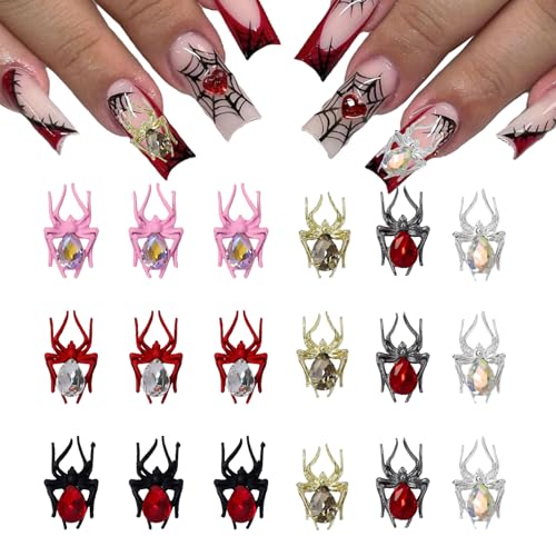 Halloween Nail Art Rhinestones 3D Spider Charms - Manicure Decorations Set