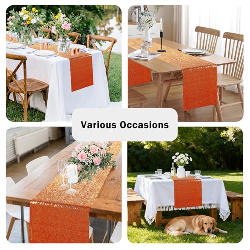 Orange Sequin Table Runners 72 Inch Length - 10 Pack for Weddings & Parties