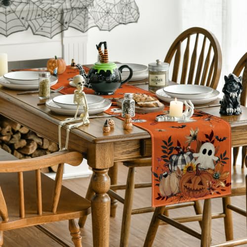 Halloween Table Runner 13x72 Inch Orange Polyester Home Party Decor