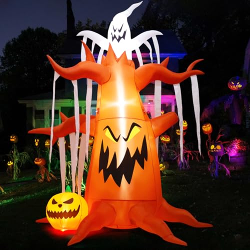10 FT Halloween Inflatable Dead Tree with Ghost and Pumpkin Outdoor Decor